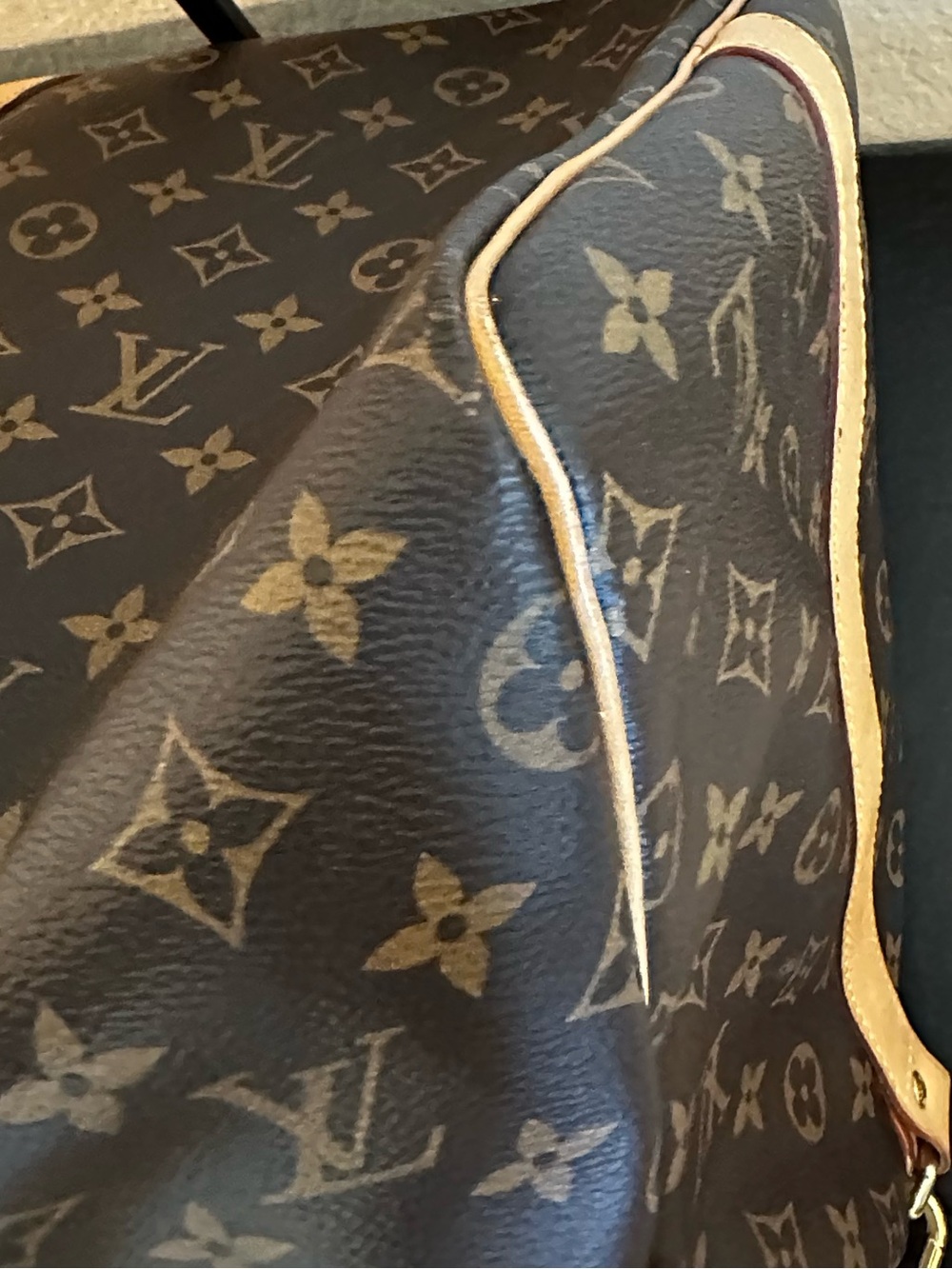 Authentic Louis Vuitton Brown Monogram Duffel with Tan Leather Trims size 55 - Picture 11 of 16